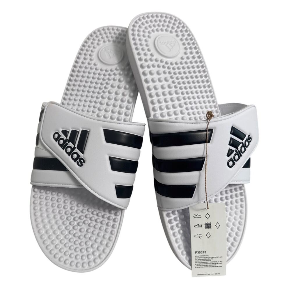 NWB Adidas Adissage Mens White and Black‎ Slide Sandal Size 16